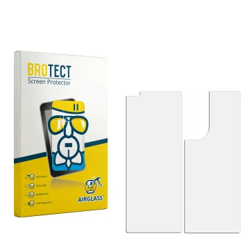 Parte frontale di una confezione del prodotto con il logo del marchio BROTECT. Accanto si trova la protezione per lo schermo c