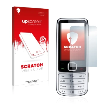 Parte frontale di una confezione del prodotto con il logo del marchio upscreen. Accanto è raffigurato il dispositivo Nokia 670