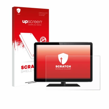 Parte frontale di una confezione del prodotto con il logo del marchio upscreen. Accanto è raffigurato il dispositivo con la re