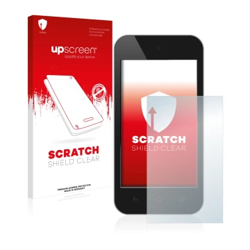 Parte frontale di una confezione del prodotto con il logo del marchio upscreen. Accanto è raffigurato il dispositivo con la re