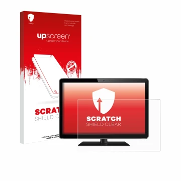 Parte frontale di una confezione del prodotto con il logo del marchio upscreen. Accanto è raffigurato il dispositivo con la re