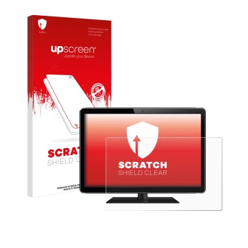 Parte frontale di una confezione del prodotto con il logo del marchio upscreen. Accanto è raffigurato il dispositivo con la re