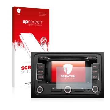 Parte frontale di una confezione del prodotto con il logo del marchio upscreen. Accanto è raffigurato il dispositivo Volkswage