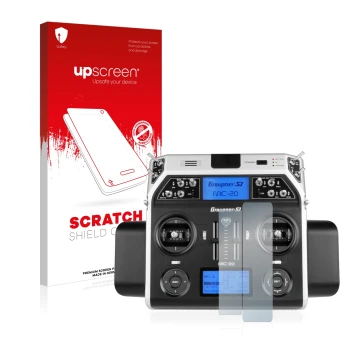 Parte frontale di una confezione del prodotto con il logo del marchio upscreen. Accanto è raffigurato il dispositivo Graupner 