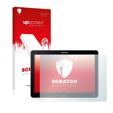 Parte frontale di una confezione del prodotto con il logo del marchio upscreen. Accanto è raffigurato il dispositivo Samsung G