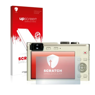 Parte frontale di una confezione del prodotto con il logo del marchio upscreen. Accanto è raffigurato il dispositivo Leica C (