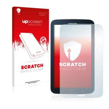 Parte frontale di una confezione del prodotto con il logo del marchio upscreen. Accanto è raffigurato il dispositivo Samsung G