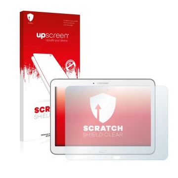Parte frontale di una confezione del prodotto con il logo del marchio upscreen. Accanto è raffigurato il dispositivo Samsung G
