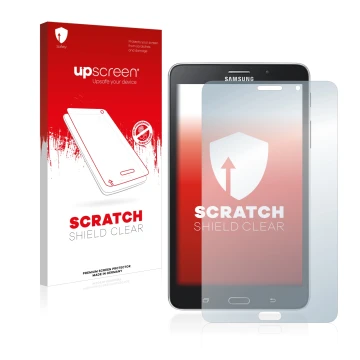 Parte frontale di una confezione del prodotto con il logo del marchio upscreen. Accanto è raffigurato il dispositivo Samsung G