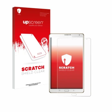 Parte frontale di una confezione del prodotto con il logo del marchio upscreen. Accanto è raffigurato il dispositivo Samsung G