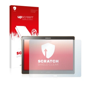 Parte frontale di una confezione del prodotto con il logo del marchio upscreen. Accanto è raffigurato il dispositivo Samsung G