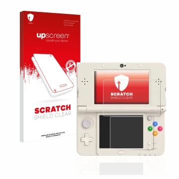 Parte frontale di una confezione del prodotto con il logo del marchio upscreen. Accanto è raffigurato il dispositivo Nintendo 