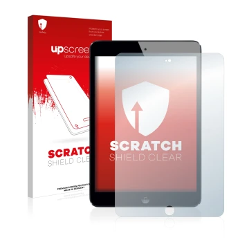 Parte frontale di una confezione del prodotto con il logo del marchio upscreen. Accanto è raffigurato il dispositivo Apple iPa