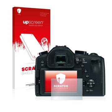 Parte frontale di una confezione del prodotto con il logo del marchio upscreen. Accanto è raffigurato il dispositivo Leica V-L
