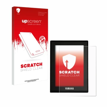 Parte frontale di una confezione del prodotto con il logo del marchio upscreen. Accanto è raffigurato il dispositivo Yamaha LC