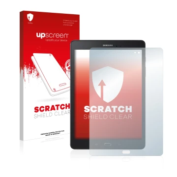 Parte frontale di una confezione del prodotto con il logo del marchio upscreen. Accanto è raffigurato il dispositivo Samsung G