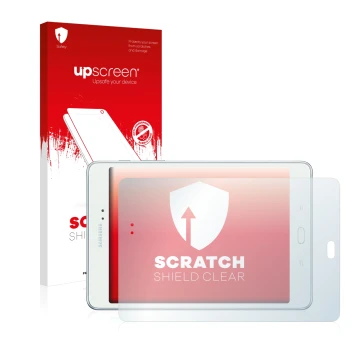 Parte frontale di una confezione del prodotto con il logo del marchio upscreen. Accanto è raffigurato il dispositivo Samsung G