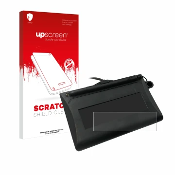 Parte frontale di una confezione del prodotto con il logo del marchio upscreen. Accanto è raffigurato il dispositivo Topaz T-L