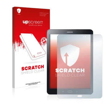 Parte frontale di una confezione del prodotto con il logo del marchio upscreen. Accanto è raffigurato il dispositivo Samsung G