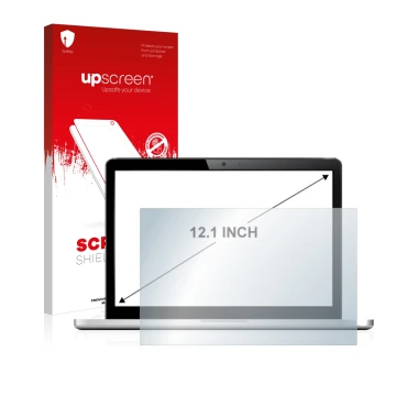 Parte frontale di una confezione del prodotto con il logo del marchio upscreen. Accanto è raffigurato il dispositivo con la re