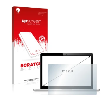 Parte frontale di una confezione del prodotto con il logo del marchio upscreen. Accanto è raffigurato il dispositivo con la re
