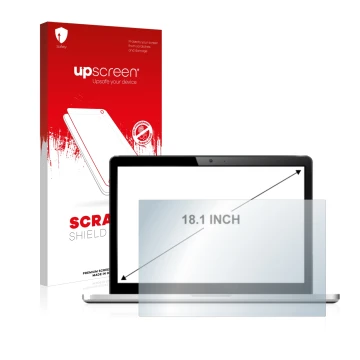 Parte frontale di una confezione del prodotto con il logo del marchio upscreen. Accanto è raffigurato il dispositivo con la re