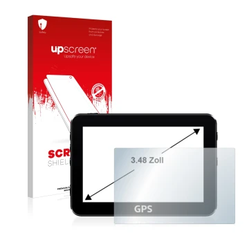 Parte frontale di una confezione del prodotto con il logo del marchio upscreen. Accanto è raffigurato il dispositivo con la re