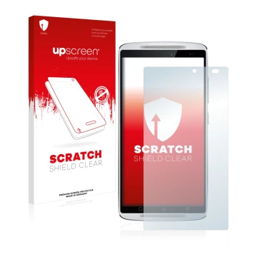 Parte frontale di una confezione del prodotto con il logo del marchio upscreen. Accanto è raffigurato il dispositivo Lenovo Vi