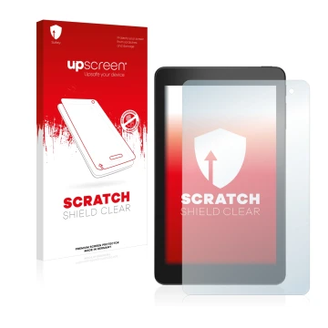 Parte frontale di una confezione del prodotto con il logo del marchio upscreen. Accanto è raffigurato il dispositivo Dell Venu