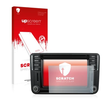 Parte frontale di una confezione del prodotto con il logo del marchio upscreen. Accanto è raffigurato il dispositivo Volkswage