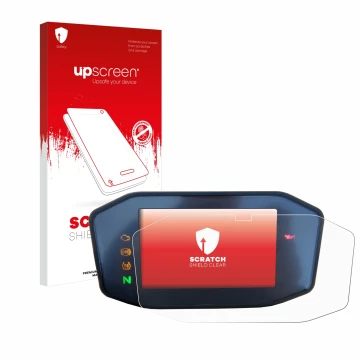 Parte frontale di una confezione del prodotto con il logo del marchio upscreen. Accanto è raffigurato il dispositivo KTM 690 D