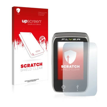 Parte frontale di una confezione del prodotto con il logo del marchio upscreen. Accanto è raffigurato il dispositivo Panasonic