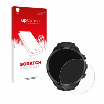 Parte frontale di una confezione del prodotto con il logo del marchio upscreen. Accanto è raffigurato il dispositivo Suunto Sp