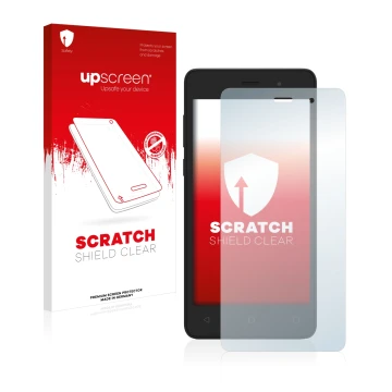 Parte frontale di una confezione del prodotto con il logo del marchio upscreen. Accanto è raffigurato il dispositivo Archos 45