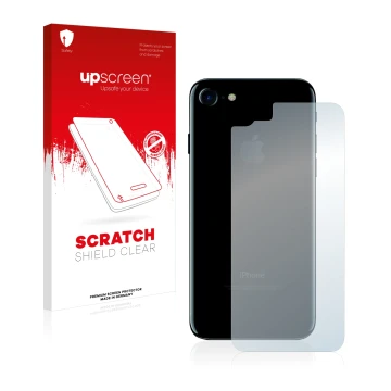 Parte frontale di una confezione del prodotto con il logo del marchio upscreen. Accanto è raffigurato il dispositivo Apple iPh