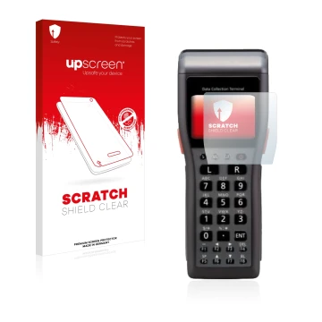 Parte frontale di una confezione del prodotto con il logo del marchio upscreen. Accanto è raffigurato il dispositivo Casio DT-