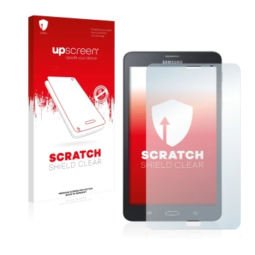 Parte frontale di una confezione del prodotto con il logo del marchio upscreen. Accanto è raffigurato il dispositivo Samsung G