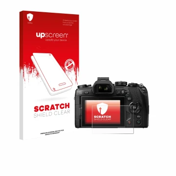 Parte frontale di una confezione del prodotto con il logo del marchio upscreen. Accanto è raffigurato il dispositivo Olympus O