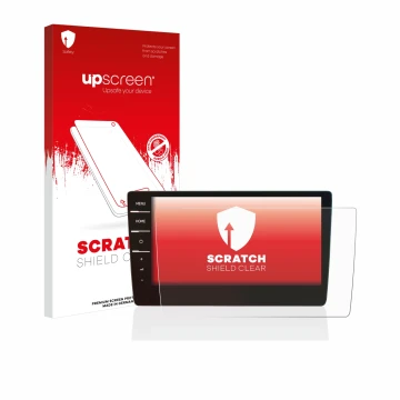 Parte frontale di una confezione del prodotto con il logo del marchio upscreen. Accanto è raffigurato il dispositivo Volkswage