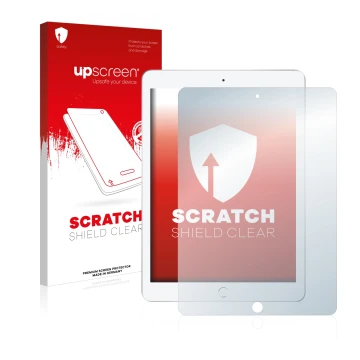 Parte frontale di una confezione del prodotto con il logo del marchio upscreen. Accanto è raffigurato il dispositivo Apple iPa