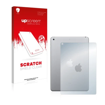 Parte frontale di una confezione del prodotto con il logo del marchio upscreen. Accanto è raffigurato il dispositivo Apple iPa