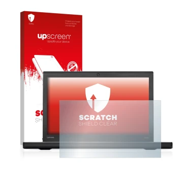 Parte frontale di una confezione del prodotto con il logo del marchio upscreen. Accanto è raffigurato il dispositivo Lenovo Th