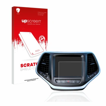 Parte frontale di una confezione del prodotto con il logo del marchio upscreen. Accanto è raffigurato il dispositivo Jeep Cher