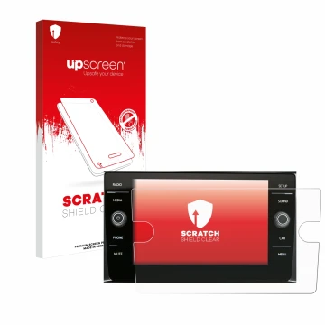 Parte frontale di una confezione del prodotto con il logo del marchio upscreen. Accanto è raffigurato il dispositivo Volkswage