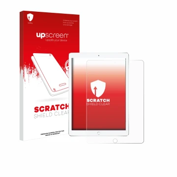 Parte frontale di una confezione del prodotto con il logo del marchio upscreen. Accanto è raffigurato il dispositivo Apple iPa