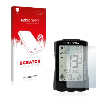 Parte frontale di una confezione del prodotto con il logo del marchio upscreen. Accanto è raffigurato il dispositivo Sigma BC 