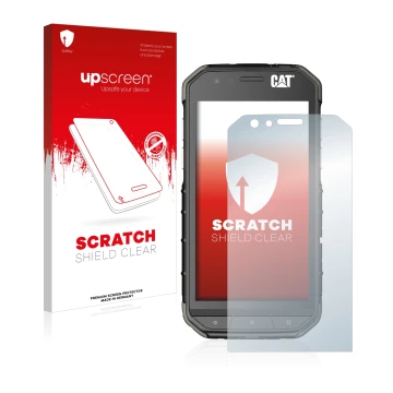 Parte frontale di una confezione del prodotto con il logo del marchio upscreen. Accanto è raffigurato il dispositivo Caterpill