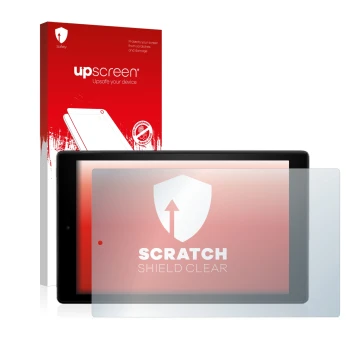 Parte frontale di una confezione del prodotto con il logo del marchio upscreen. Accanto è raffigurato il dispositivo Amazon Fi