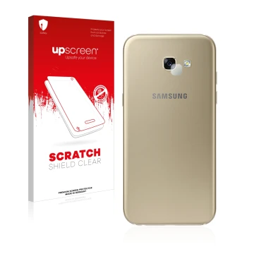 Parte frontale di una confezione del prodotto con il logo del marchio upscreen. Accanto è raffigurato il dispositivo Samsung G