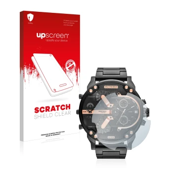 Parte frontale di una confezione del prodotto con il logo del marchio upscreen. Accanto è raffigurato il dispositivo Diesel DZ